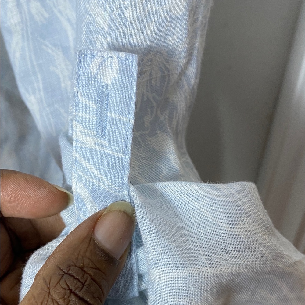 Tahari Women Linen Pastel Blue Button-Down Shirt Tunic Plus Size 1x - Picture 5 of 8